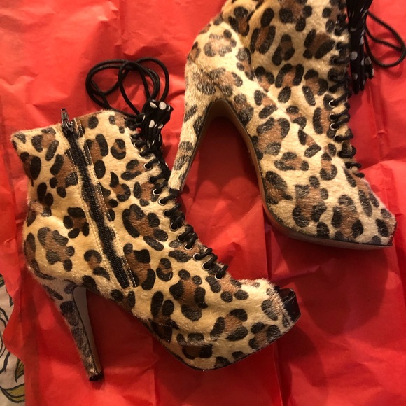 cheetah print peep toe heels
